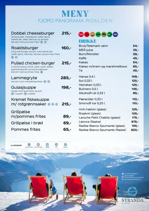 Strandafjellet Fjord Panorama meny dag
